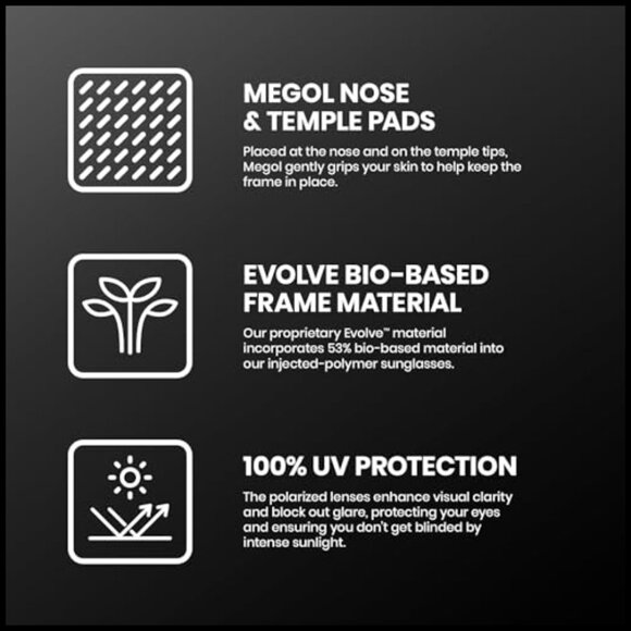 Polarized Sunglasses with Evolve Bio-Based Frame, Square Shape